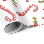 Candy Canes und Holly Seamless Muster Geschenkpapier (Rolleneckpunkt)