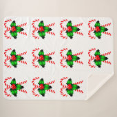 Candy Canes und Holly Sherpa Blanket Sherpadecke (Vorderseite (Horizontal))