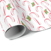 Candy Canes und Holly Wrapping Paper Geschenkpapier (Rolleneckpunkt)