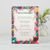 Candy Canes und Lollipops Weihnachts-Party Einladung (Stehend Vorderseite)