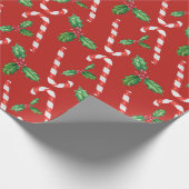 Candy Canes und Mistletoe Geschenkpapier (Ecke)