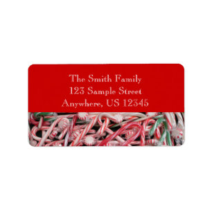 Candy Canes und Pfefferminz Weihnachtsfeiertag Adressaufkleber