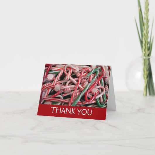 Candy Canes und Pfefferminz Weihnachtsfeiertag Dankeskarte (Vorderseite)