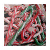 Candy Canes und Pfefferminz Weihnachtsfeiertag Fliese (Vorderseite)