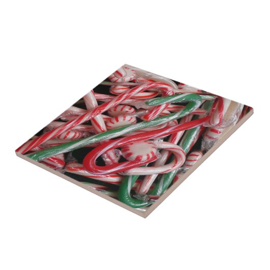 Candy Canes und Pfefferminz Weihnachtsfeiertag Fliese (Seite)