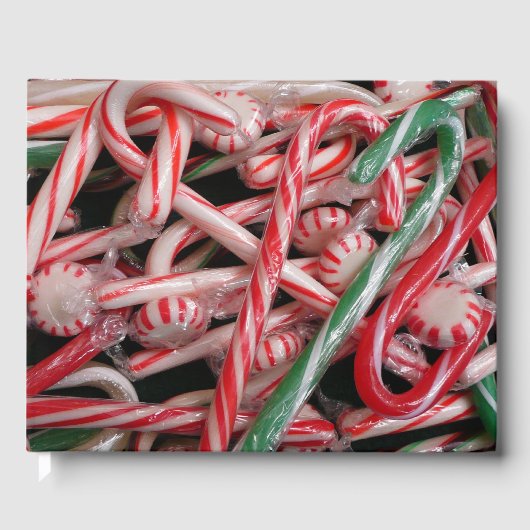 Candy Canes und Pfefferminz Weihnachtsfeiertag Gästebuch (Vorderseite)