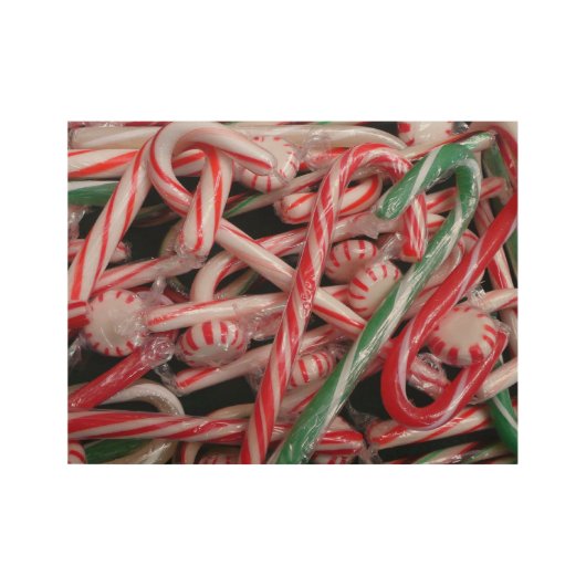 Candy Canes und Pfefferminz Weihnachtsfeiertag Holzposter (Vorderseite)