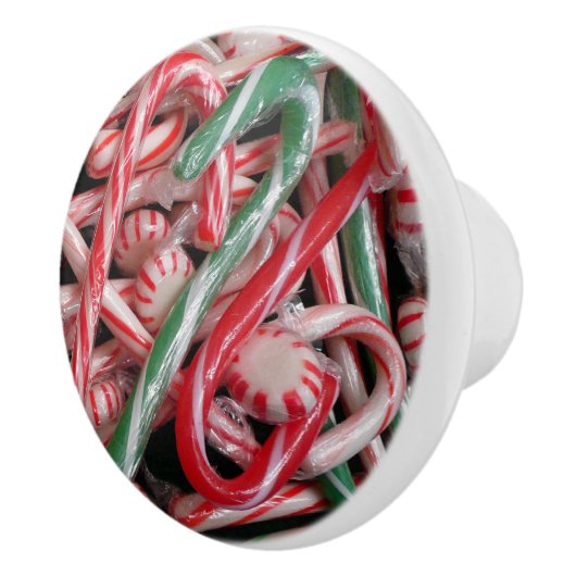 Candy Canes und Pfefferminz Weihnachtsfeiertag Keramikknauf (Rechts)