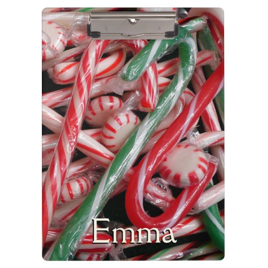 Candy Canes und Pfefferminz Weihnachtsfeiertag Klemmbrett (Vorderseite)
