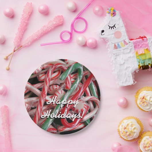 Candy Canes und Pfefferminz Weihnachtsfeiertag Pappteller (Party)