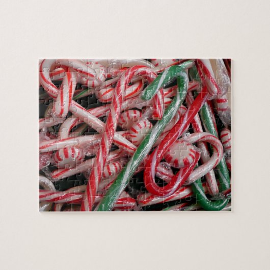 Candy Canes und Pfefferminz Weihnachtsfeiertag Puzzle (Horizontal)