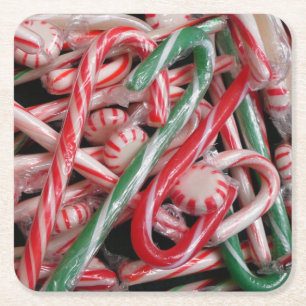 Candy Canes und Pfefferminz Weihnachtsfeiertag Rechteckiger Pappuntersetzer