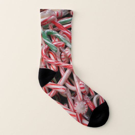 Candy Canes und Pfefferminz Weihnachtsfeiertag Socken (Links - Innen)