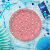Candy Canes und Snowflake Pink Paper Plate Pappteller (Party)