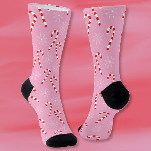 Candy Canes und Snowflakes Rosa Weihnachtssocken Socken