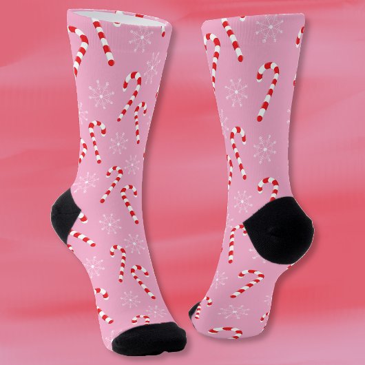 Candy Canes und Snowflakes Rosa Weihnachtssocken Socken