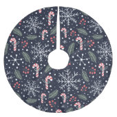 Candy Canes und Snowflakes Weihnachtsbaumrock Polyester Weihnachtsbaumdecke (Vorderseite)
