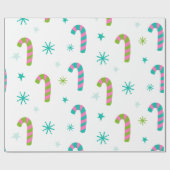 Candy Canes und Stars Moderne Weihnachten Geschenkpapier (Flach)