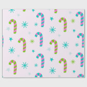 Candy Canes und Stars Moderne Weihnachten Geschenkpapier (Flach)