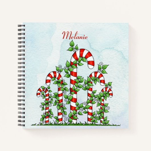 Candy Canes und Vines Weihnachtsgeschenk Notizblock (Vorderseite)