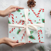 Candy Canes Weihnachten Aquamarin Geschenkpapier