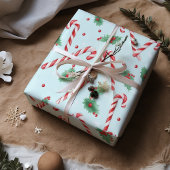 Candy Canes Weihnachten Aquamarin Geschenkpapier