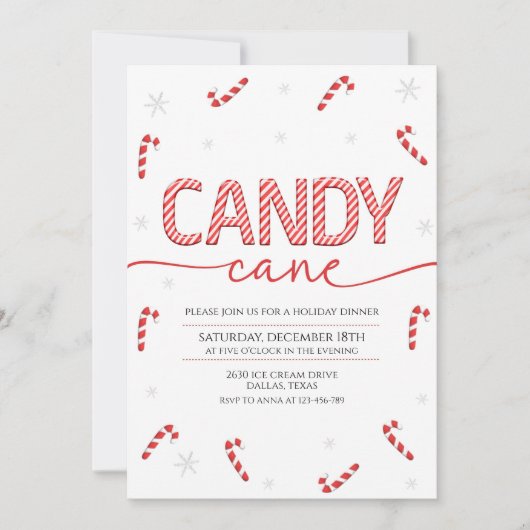 Candy Canes Weihnachts-Party Einladung (Vorderseite)