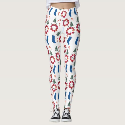Candy Canes Weihnachtsbaumen Strumpf Urlaub Leggings (Vorderseite)