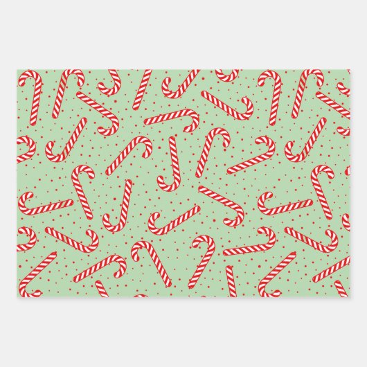 Candy Canes Weihnachtsdesign Geschenkpapier Set (Vorderseite 3)
