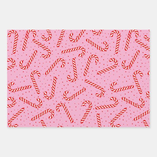 Candy Canes Weihnachtsdesign Geschenkpapier Set (Vorderseite)