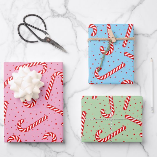 Candy Canes Weihnachtsdesign Geschenkpapier Set (Vorderseite)