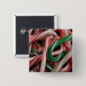 Candy Canes Weihnachtsfeiertag Weiß Grün und Rot Button (Vorne & Hinten)