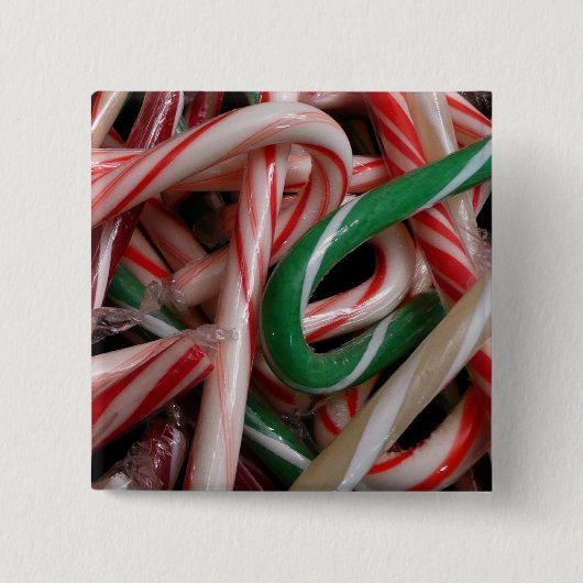 Candy Canes Weihnachtsfeiertag Weiß Grün und Rot Button (Vorderseite)