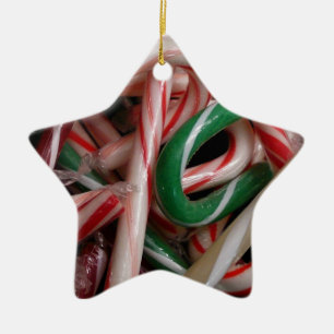 Candy Canes Weihnachtsfeiertag Weiß Grün und Rot Keramikornament