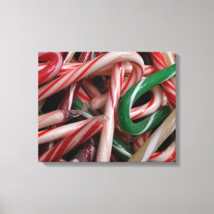Candy Canes Weihnachtsfeiertag Weiß Grün und Rot Leinwanddruck