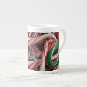 Candy Canes Weihnachtsfeiertag Weiß Grün und Rot Porzellantasse