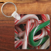 Candy Canes Weihnachtsfeiertag Weiß Grün und Rot Schlüsselanhänger (Vorderseite)