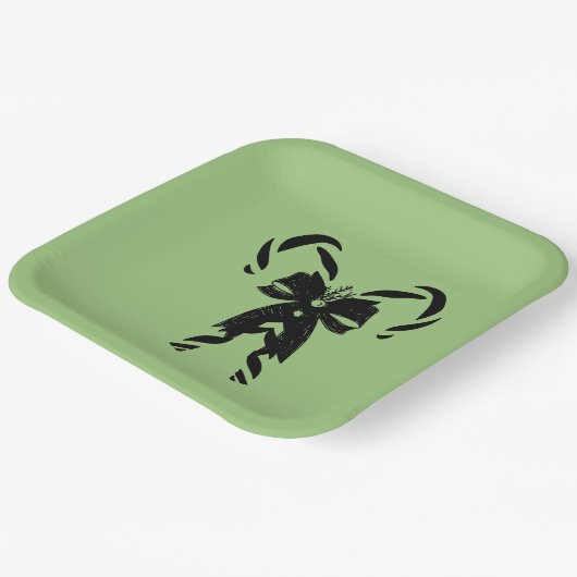 Candy Canes with Pine Needles & Bow Pappteller (Gewinkelt)