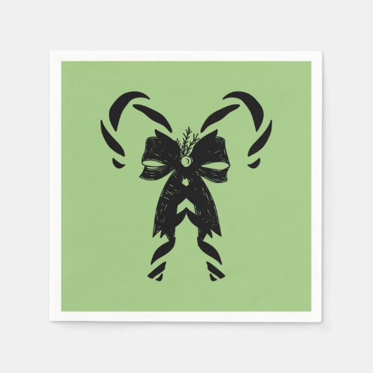 Candy Canes with Pine Needles & Bow Serviette (Vorderseite)