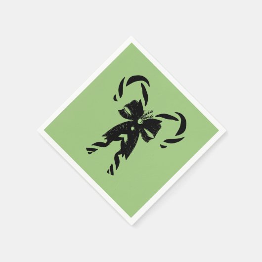 Candy Canes with Pine Needles & Bow Serviette (Ecke)