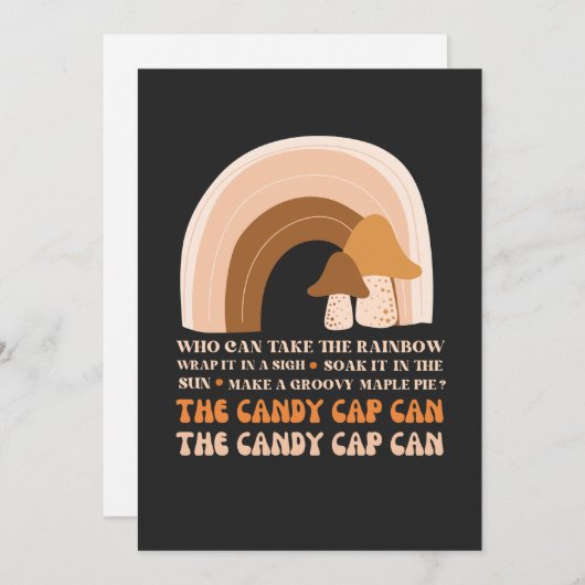Candy Cap Can Song mit Regenbogen und Mushrooms T- Einladung (Vorne/Hinten)
