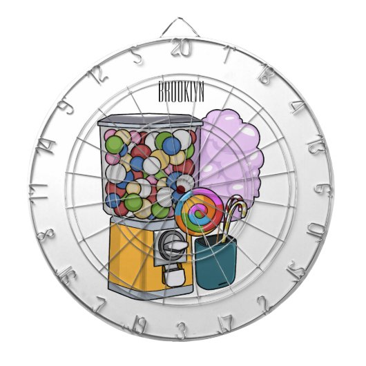Candy Cartoon Illustration Dartscheibe (vorne)