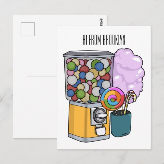 Candy Cartoon Illustration Postkarte (Vorne/Hinten)