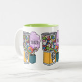 Candy Cartoon Illustration Zweifarbige Tasse (Vorderseite Links)
