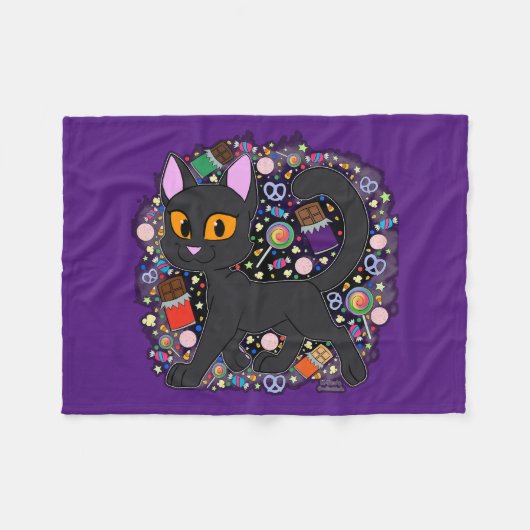 Candy Cat Fleecedecke (Vorderseite (Horizontal))