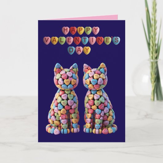 Candy Cats Valentine's Day Card Feiertagskarte (Vorderseite)