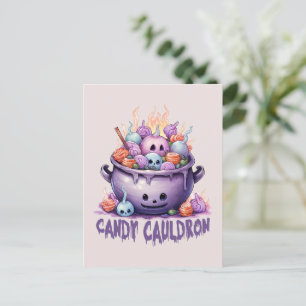 Candy Cauldron - Pastel Lila Halloween-Leckereien Postkarte