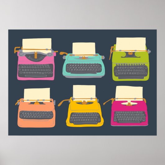 Candy Cfarbred Vintage Schreibmaschinen Illustrati Poster (Vorne)
