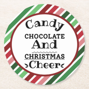 Candy Chocolate und Weihnachtsschmuck Runder Pappuntersetzer