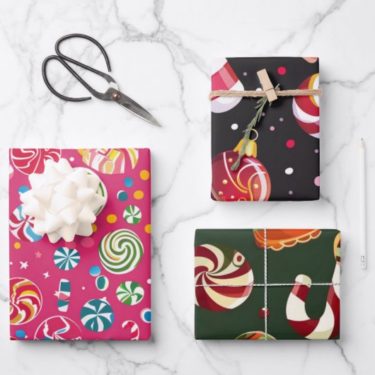 Candy Christmas Sweet Holiday Geschenkpapier Set (Vorderseite)